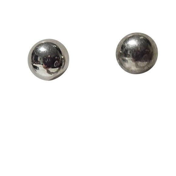 Elegant Silver Ball Stud Earrings Classic Minimalist Fashion Jewelry Women - Picture 1 of 3
